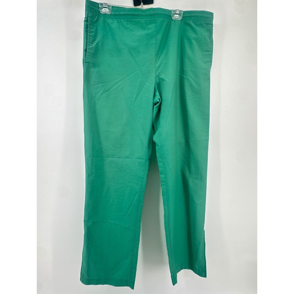 Vintage Lands' End Green Elastic Waist Nylon Blend Pants Medium Ankle Zip